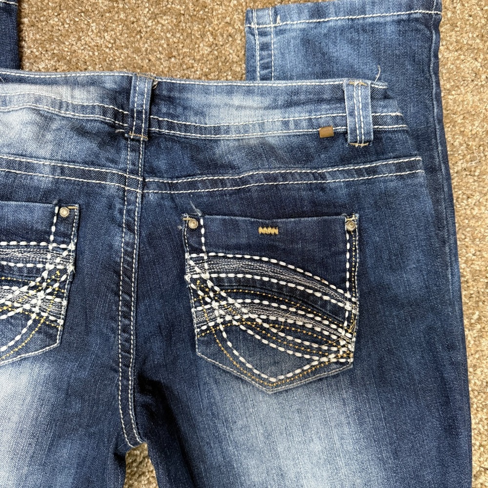 Almost Famous Skinny Jeans Distressed Low Rise Women 9 Blue Denim Cotton Stretch - Picture 12 of 13